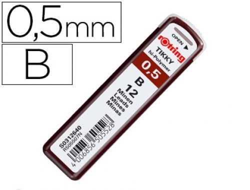 Minas rotring grafite 0,5 mm b estojo de 12 minas , Rotring , 91034 , 4006856506518